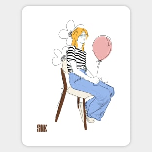 Girl with a baloon Sticker